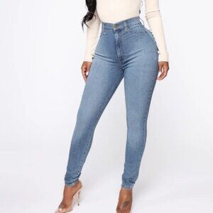 Super High Rise Skinny Jeans Blue Light Wash - Size 15